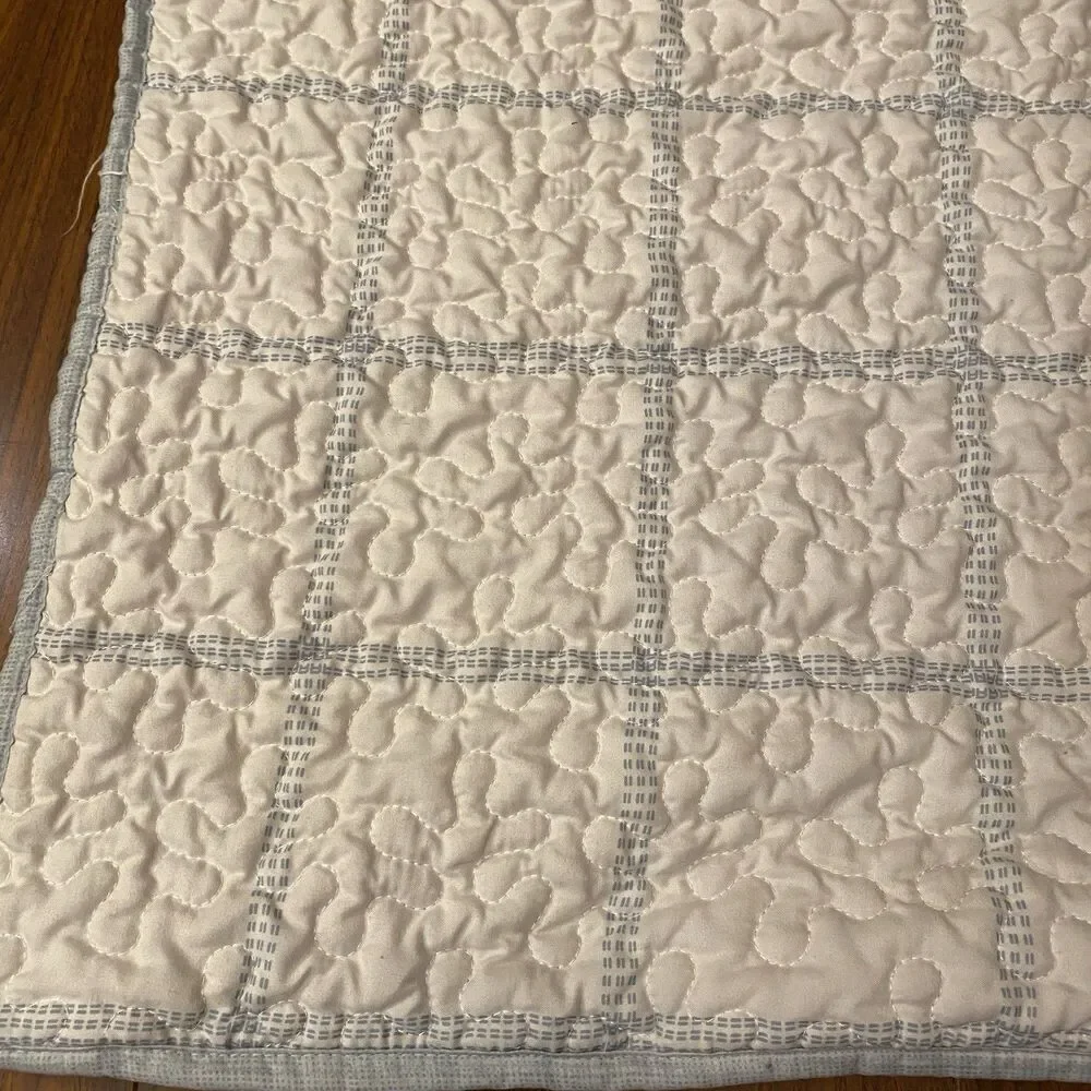JCP Home Expressions King Quilted Pillow Shams Set Blue White Cotton Farmhouse